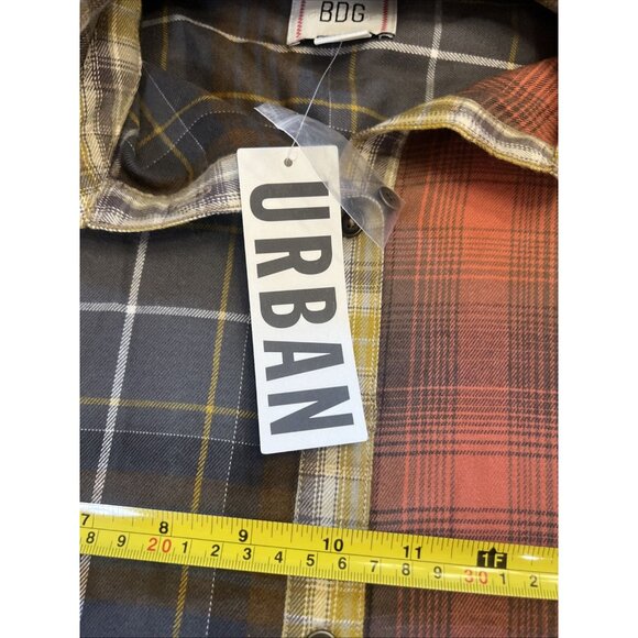 BDG Rick Spliced Boyfriend Flannel Shirt Urban Outfitters Size XS Oversized - Picture 5 of 9